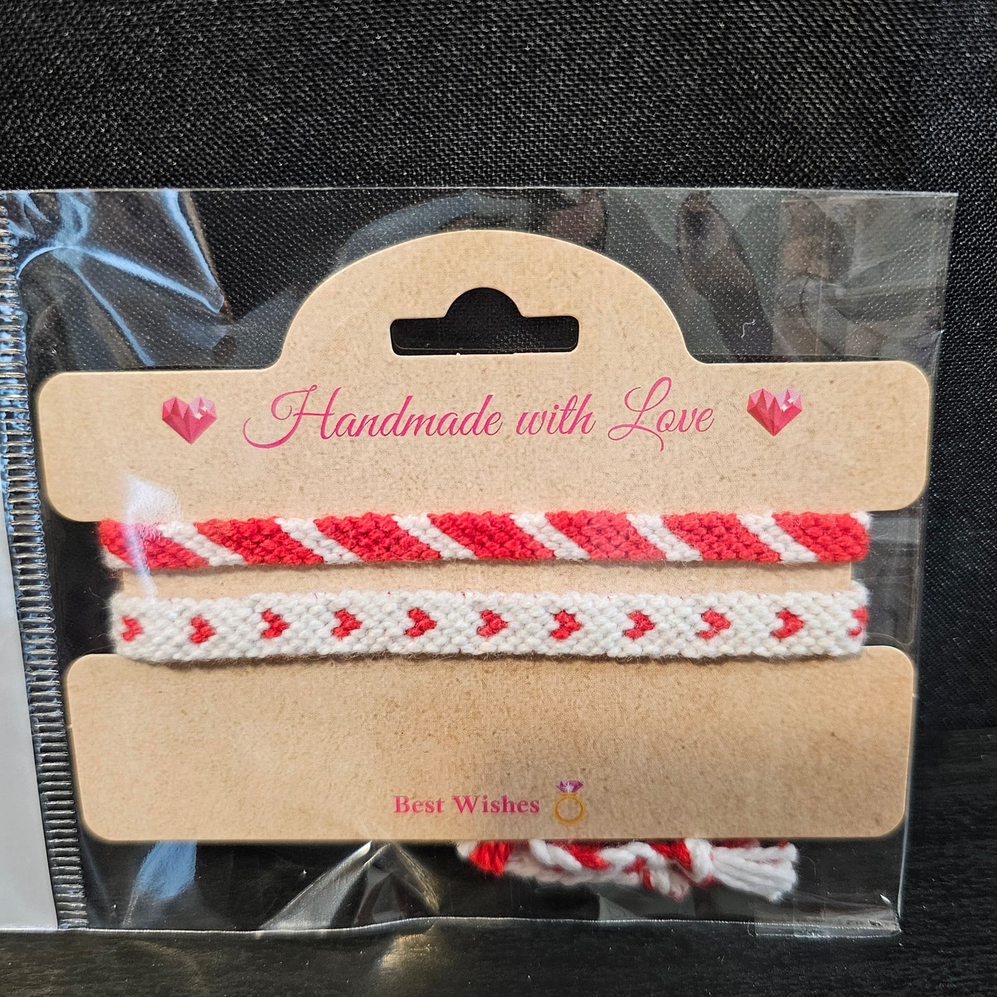 Tiny Heart Candy Stripe Friendship Bracelet