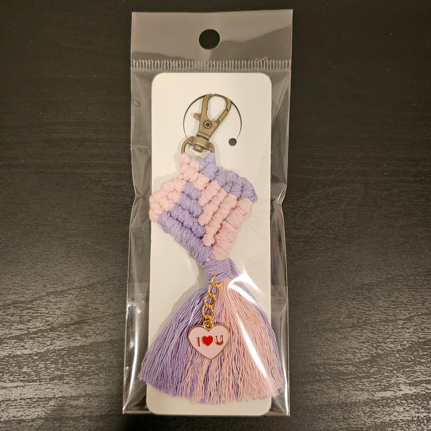 Macrame Heart Keychain