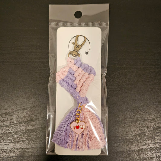Macrame Heart Keychain