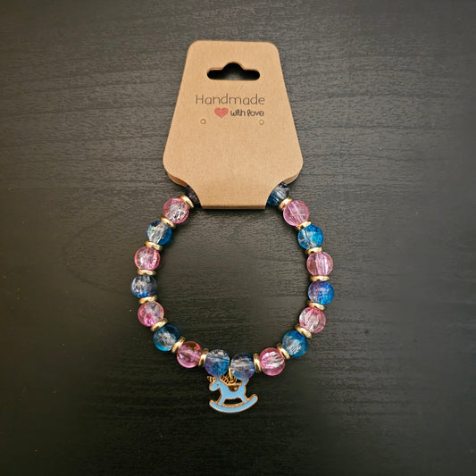 Glass Beads Rocking Horse Charm Bracelet