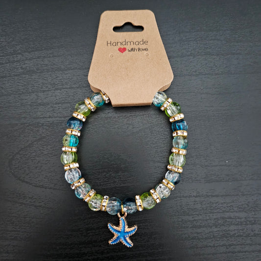 Glass Beads Starfish Charm Bracelet