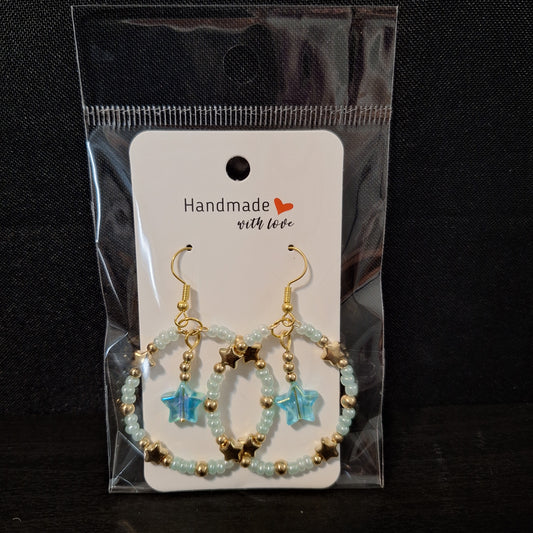 Star Hoop Beads Earrings