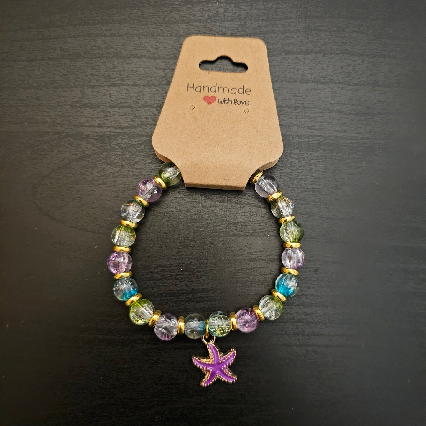 Glass Beads Starfish Charm Bracelet