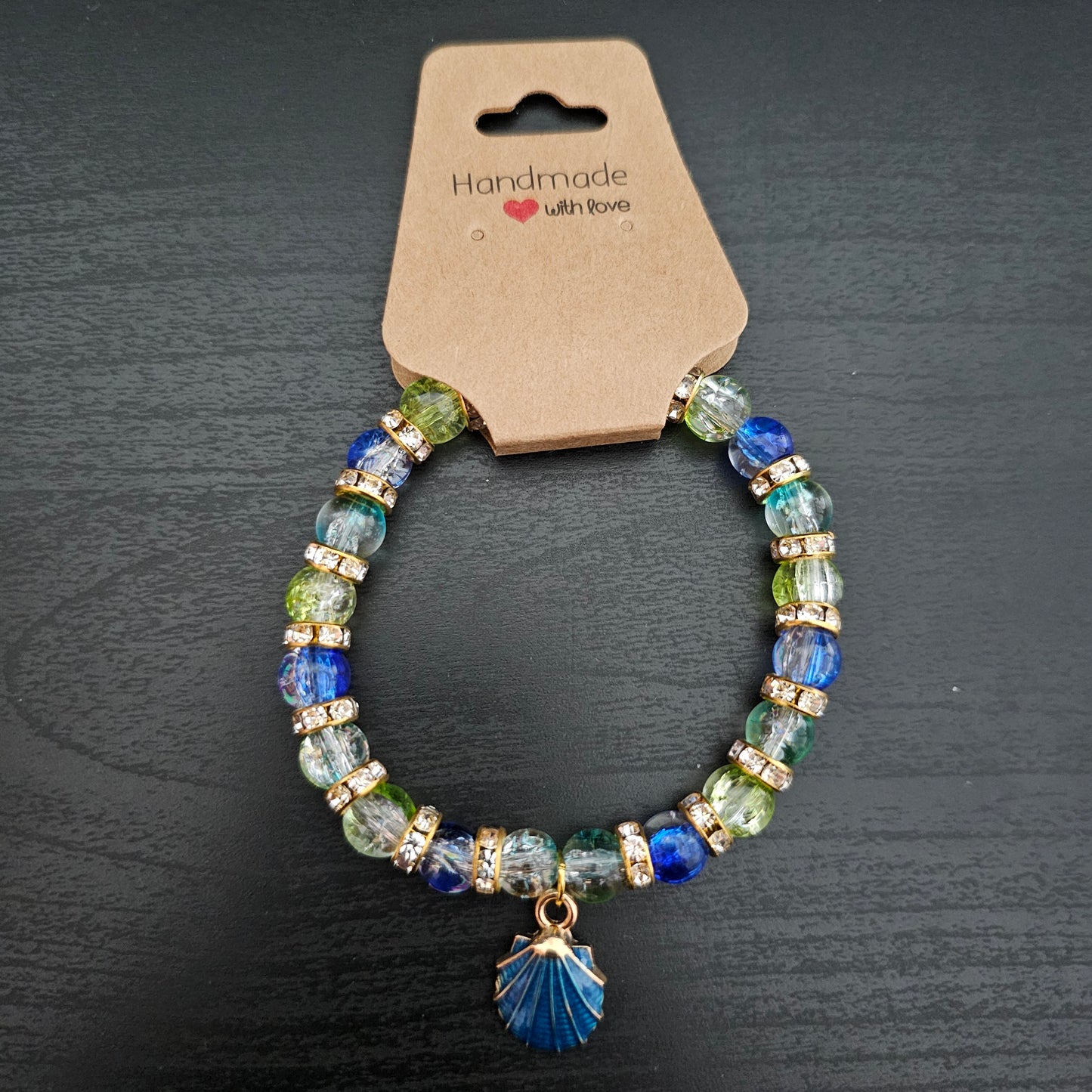 Glass Beads Shell Charm Bracelet