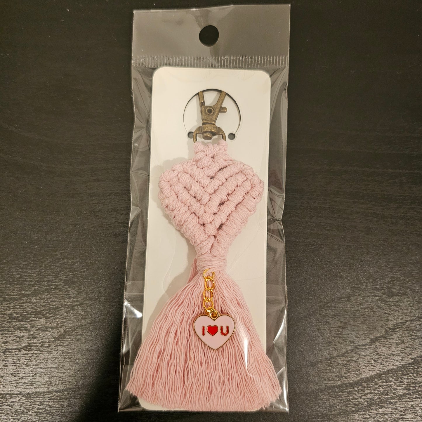 Macrame Heart Keychain