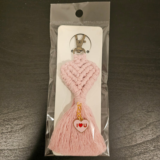 Macrame Heart Keychain