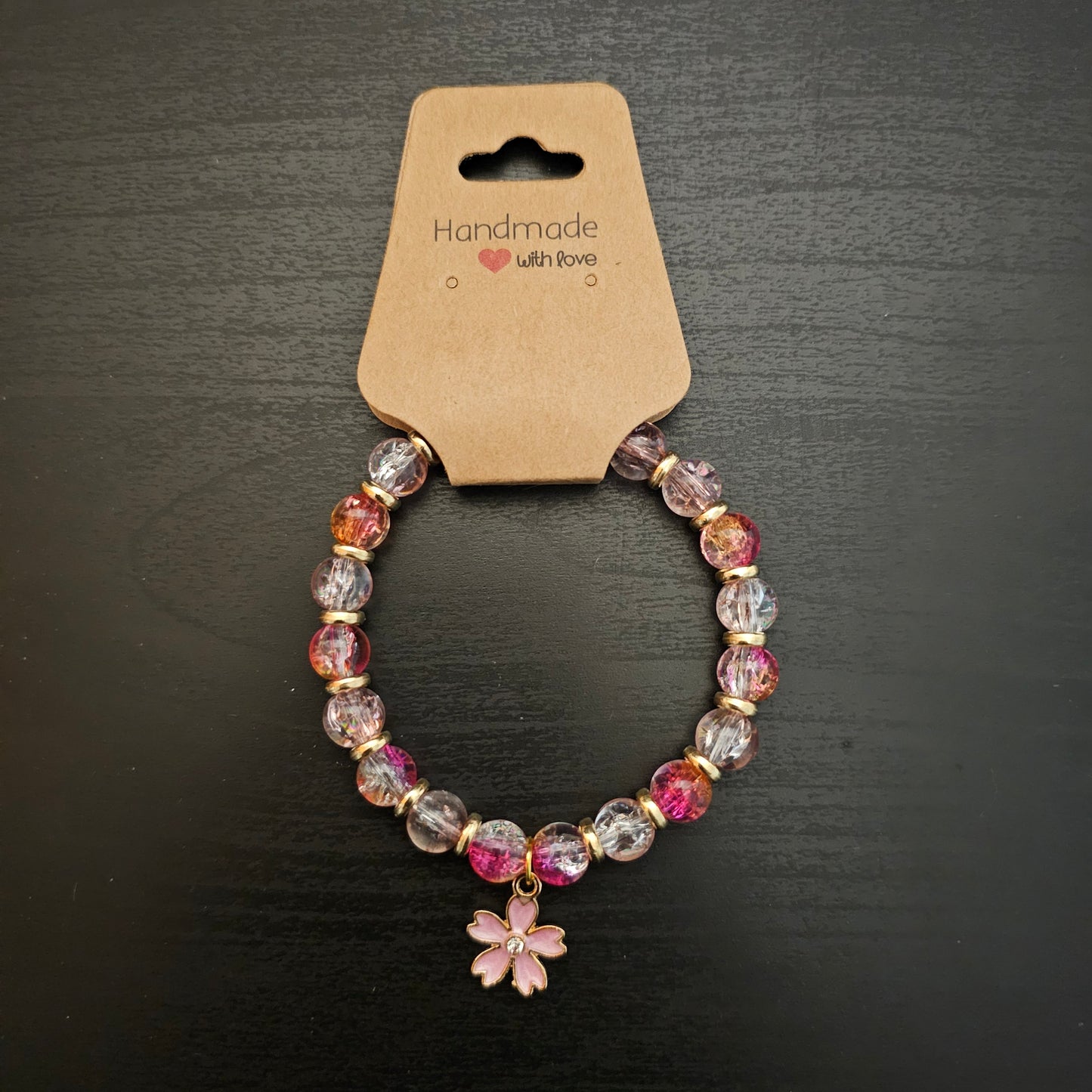 Glass Beads Flower Charm Bracelet