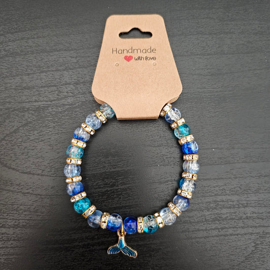 Glass Beads Mermaid Tail Charm Bracelet