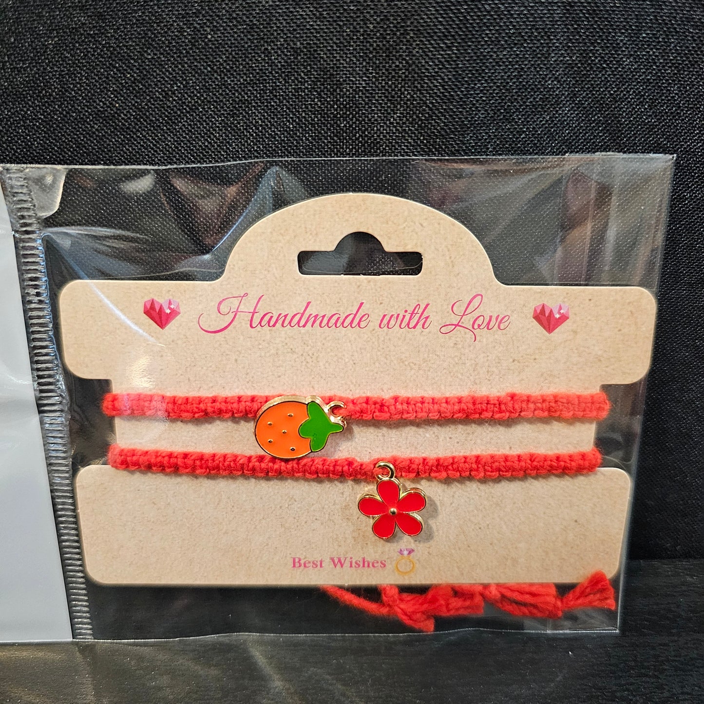 Strawberry Flower Charmed Friendship Bracelet