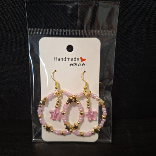 Star Hoop Beads Earrings